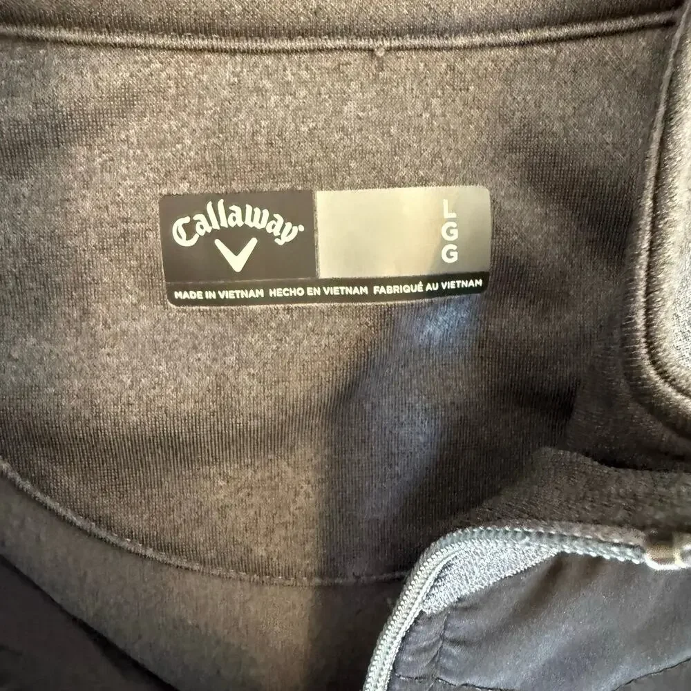 Callaway Jacket Men's Size Large Black Gray Full Zip Pockets Golf Quilted